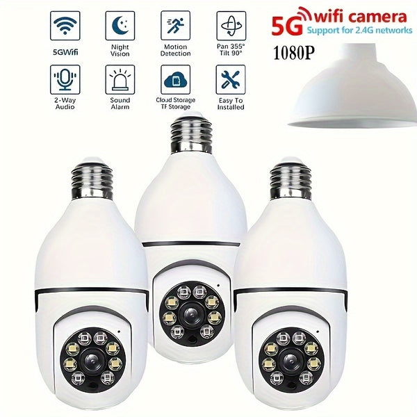 Light Bulb Camera With Automatic Tracking, Full-Color Night Vision & Two-Way Audio!